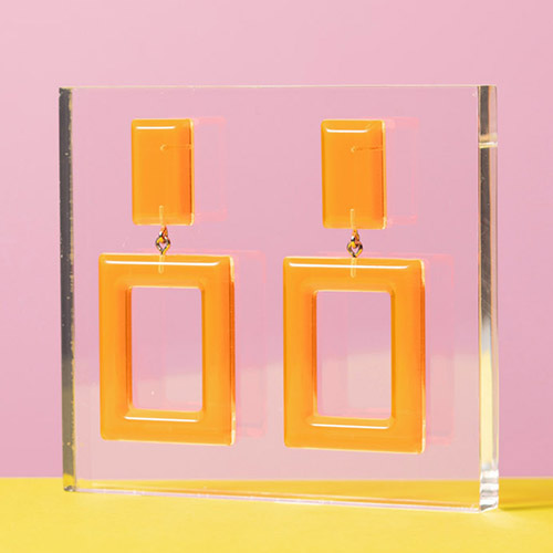 Crystalsquare - Neon Orange,귀걸이,아크릴귀걸이,마이부