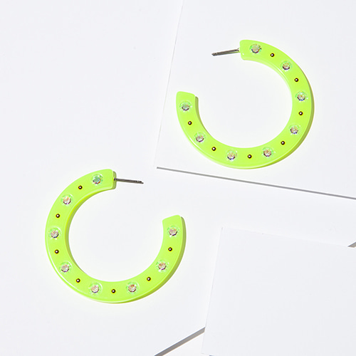 BIG CIRCLE - neon green,귀걸이,아크릴귀걸이,마이부