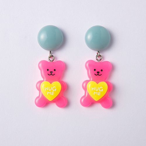 My TeddyBear - neon pink,귀걸이,아크릴귀걸이,마이부