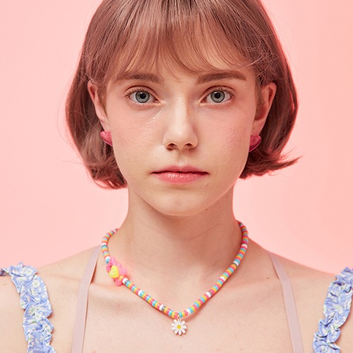 My TeddyBear Necklace - neon pink,귀걸이,아크릴귀걸이,마이부