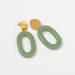 Oval Chain - green,귀걸이,아크릴귀걸이,마이부