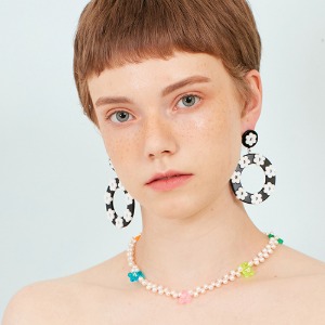 Tiny Cute Bear Pearl Necklace,귀걸이,아크릴귀걸이,마이부